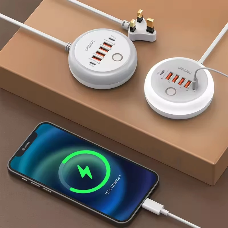 USB Phone Adapter 50W Multi Ports PD Type C Fast Charging Wall Charger For iPhone Huawei Xiaomi EU US UK Travel Charger USB Hub