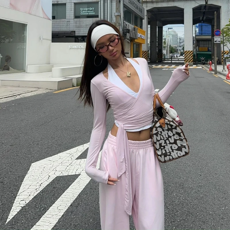 Women's 2026 Summer Tie Front Thin Sheer Long Sleeve Cardigan Top Slim Fit Sexy Nude Feel Basic Streetwear Chic Coquette