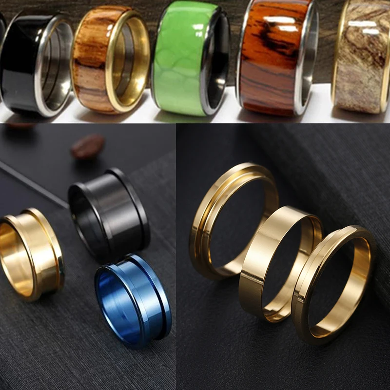 316L Stainless Steel Blank DIY 3 Part/Set Handmade Creative Wedding Band Rings for Men Women Engagement Charm Jewelry Wholesale