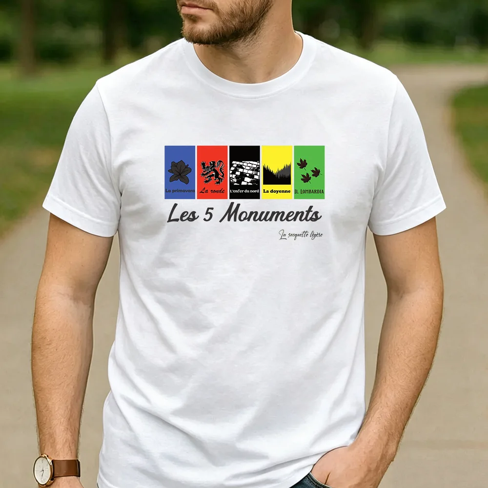 VeloVoices Monuments Paris Roubaix Cotton Cycling T Shirt Unisex Men Women Summer Casual Birthday Party Sports Fan Tops