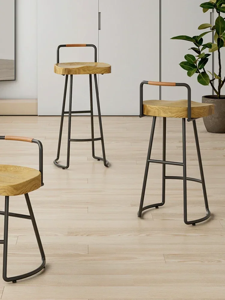 Nordic Backrest High Chair Modern Simple High Stools Solid Wood Bar Chairs Commercial Counter Stool Multi-scenario Application