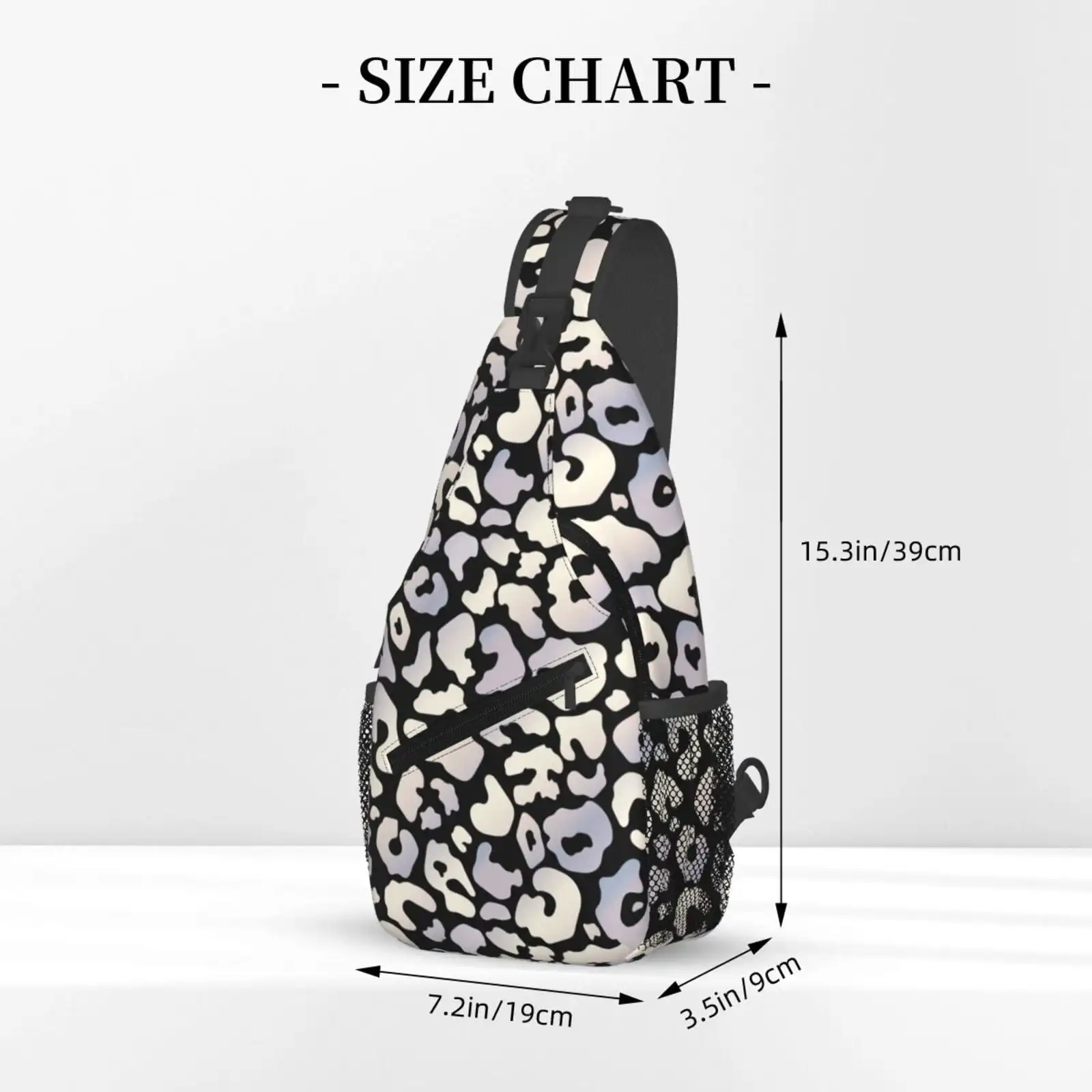 Sling Bag For Men, Trendy Silver Leopard Black Fanny Pack Crossbody Bags Shoulder Chest Bag, Small Gym Bag Anti Theft Crossbody