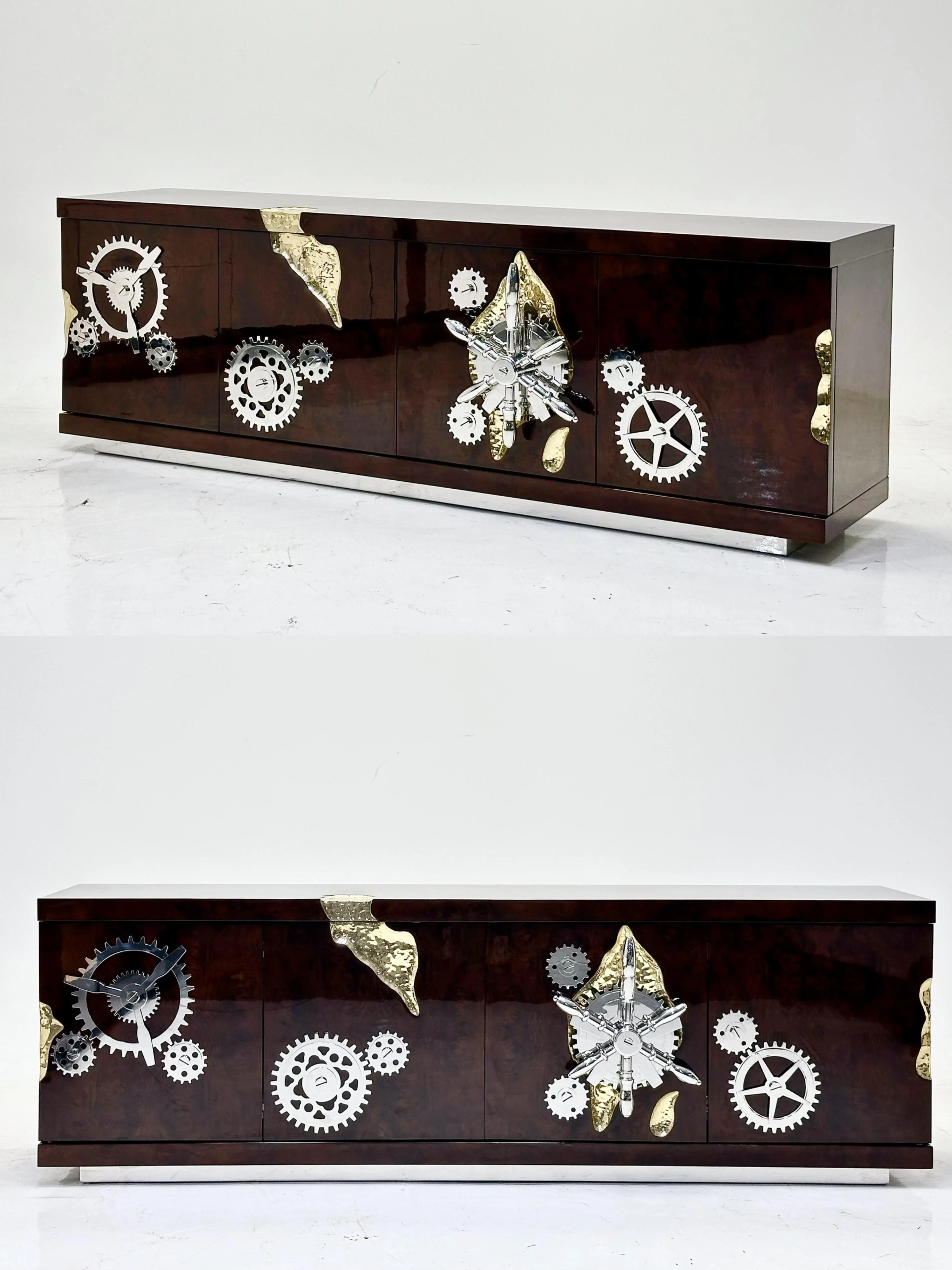 Portuguese Luxury Gear Entrance Porch Cabinets Upscale Villa Luxury Solid Wood Side Cabinets Minimalist Modern Living