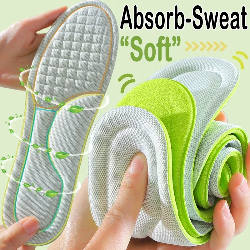 2PCS Deodorant Absorb-Sweat Massage Sport Insole Pads Soft Memory Foam Insoles for Shoes Men Women Feet Orthopedic Shoe Sole Run