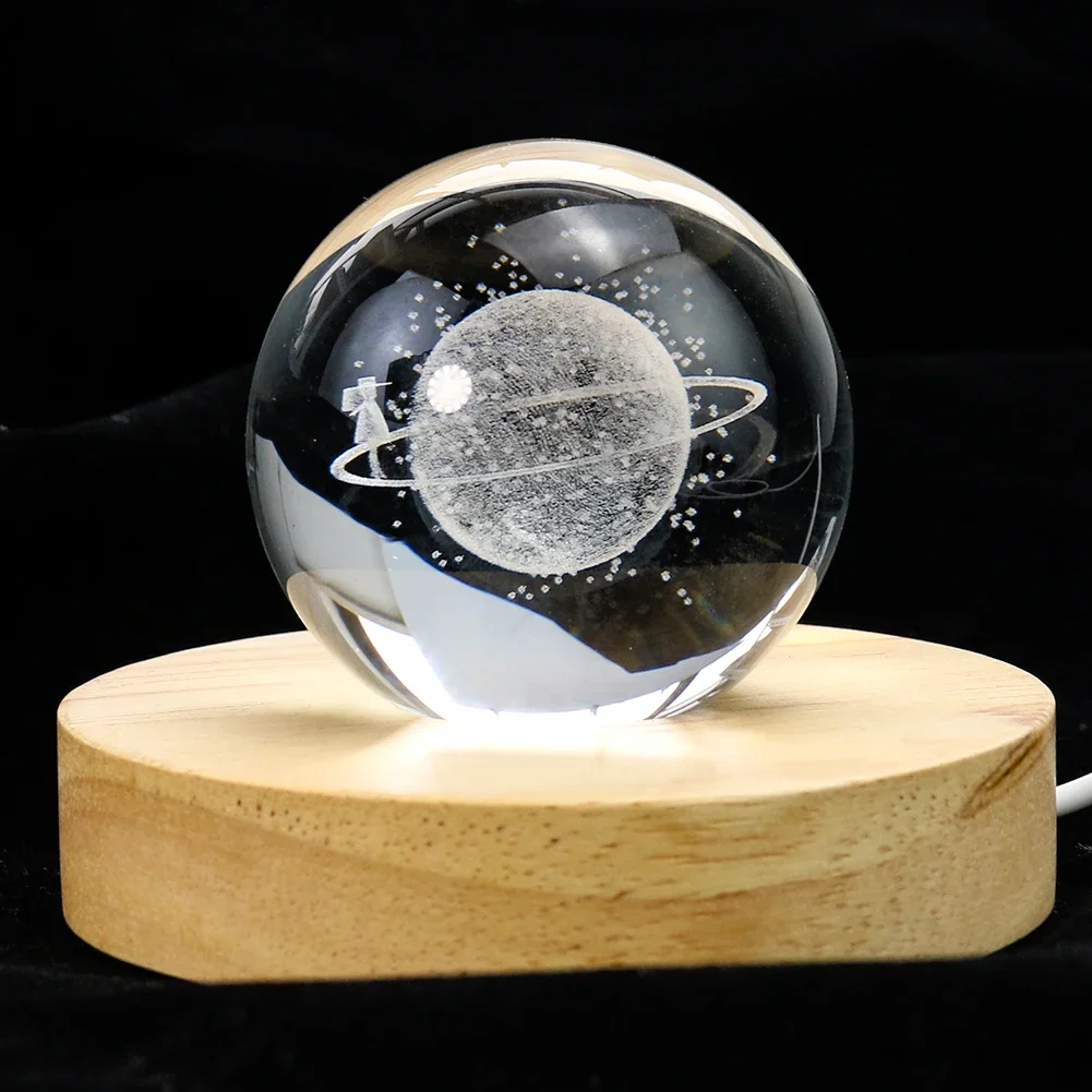 1PC Clear Laser Engraving 3D Planet Space Walk Crystal Ball Paperweight DIY Home Office Desktop Ornament Decoration Craft Gifts
