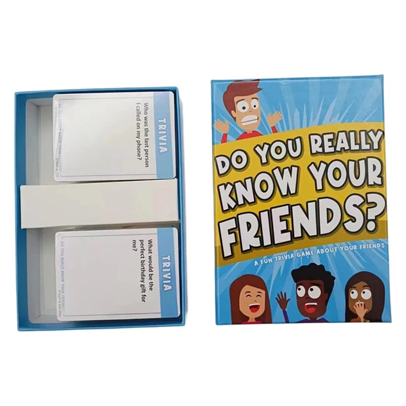 Você conhece muito sua família? Um divertido jogo familiar de embalagem azul preenchido com conversa para crianças cartas de jogo de quebra-cabeça de lazer