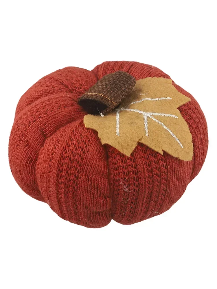 Halloween Knitted Pumpkin Desktop Ornament Thanksgiving Maple Leaves Pumpkin Home Pendant Happy Halloween Party Decor 2024