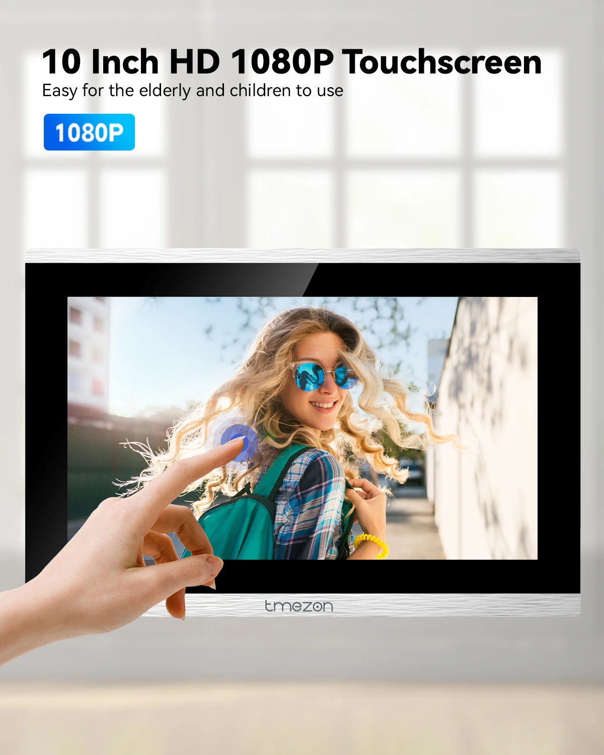 TMEZON WiFi Video Doorphone 10inch Touch Screen with 1080P Wired Doorbell 4 in1 APP/Password/Card Swipe/Monitor Tuya
