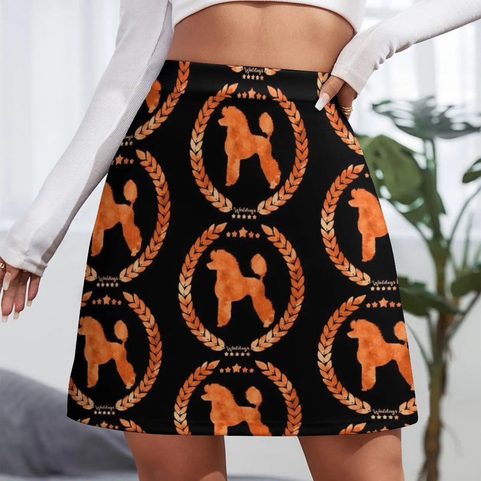 Poodle Camo Orange Mini Skirt fashion night club women