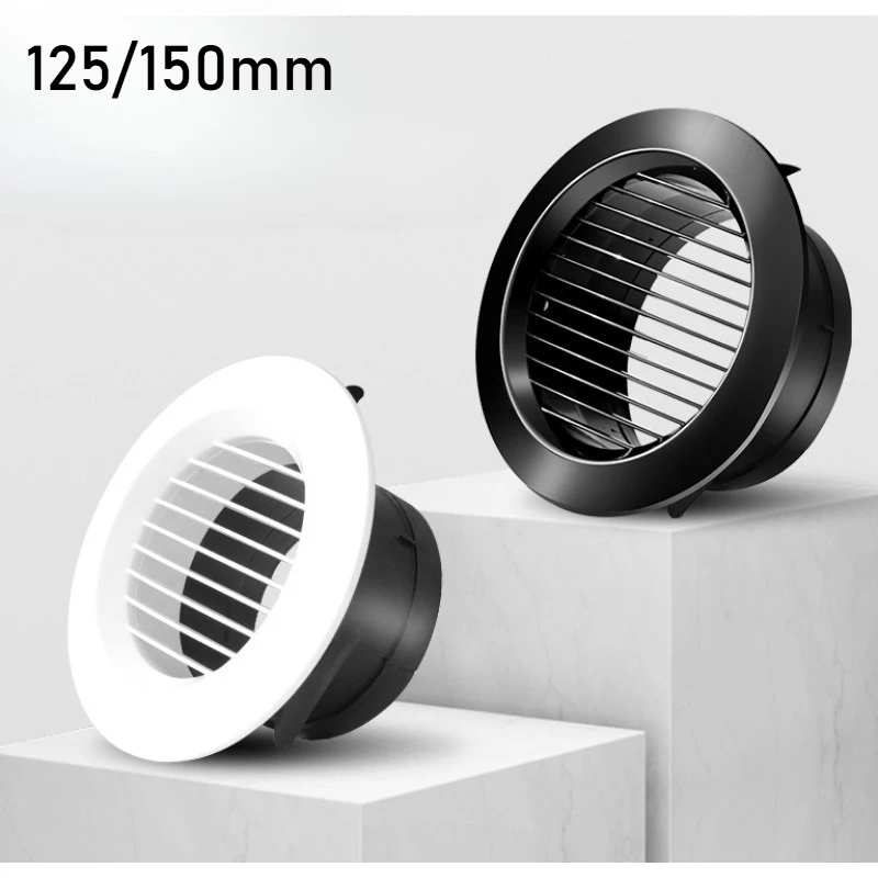 125/150MM Round Air Vent Exhaust Hood Valve Grille Diffuser Ducting Ventilation Cover Air Circulation Rotary ABS Adjustable