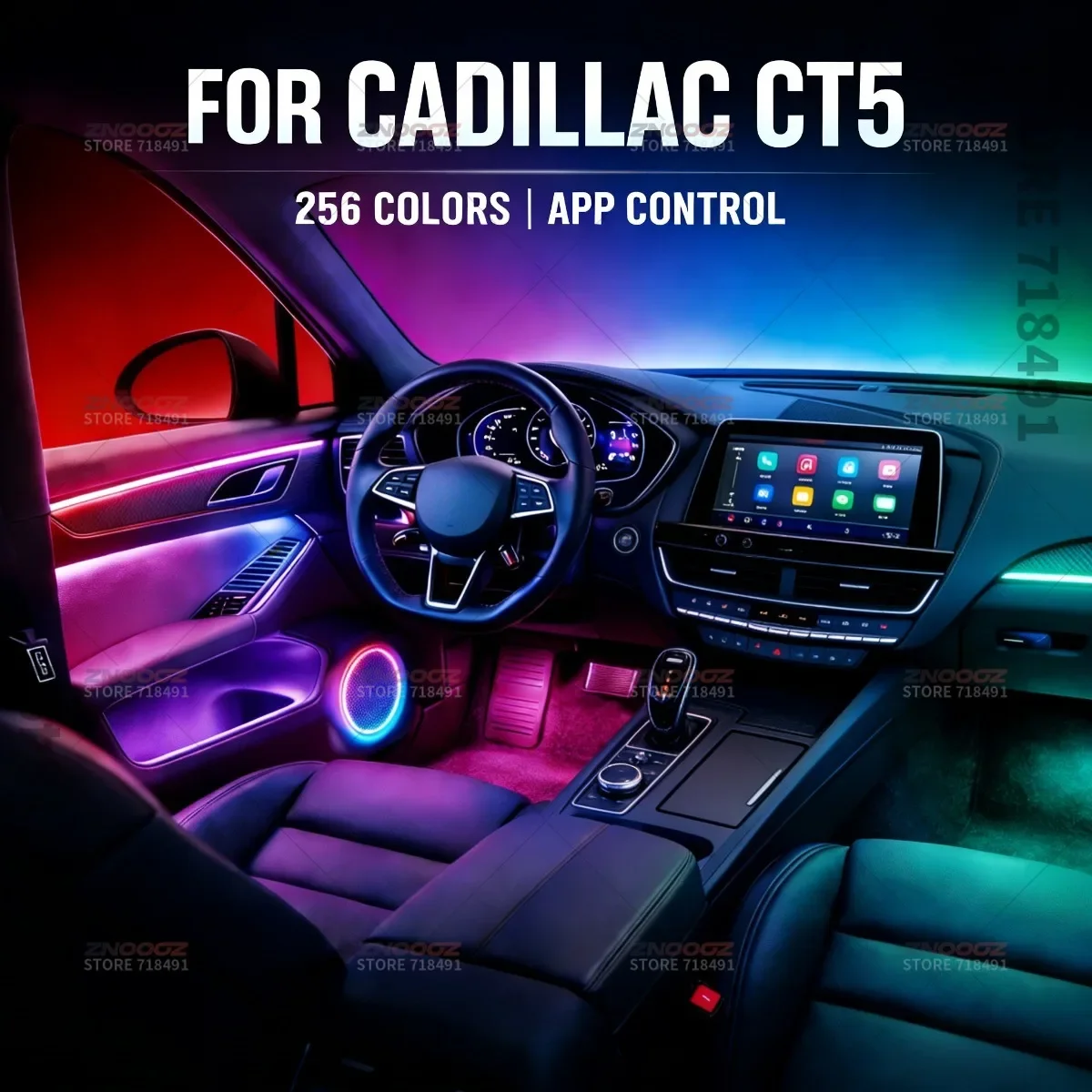 22in1 RGB Car Interior Acrylic Car Ambient Lights RGB Hidden Acrylic Strip Decoration Atmosphere Accessories For Cadillac CT5