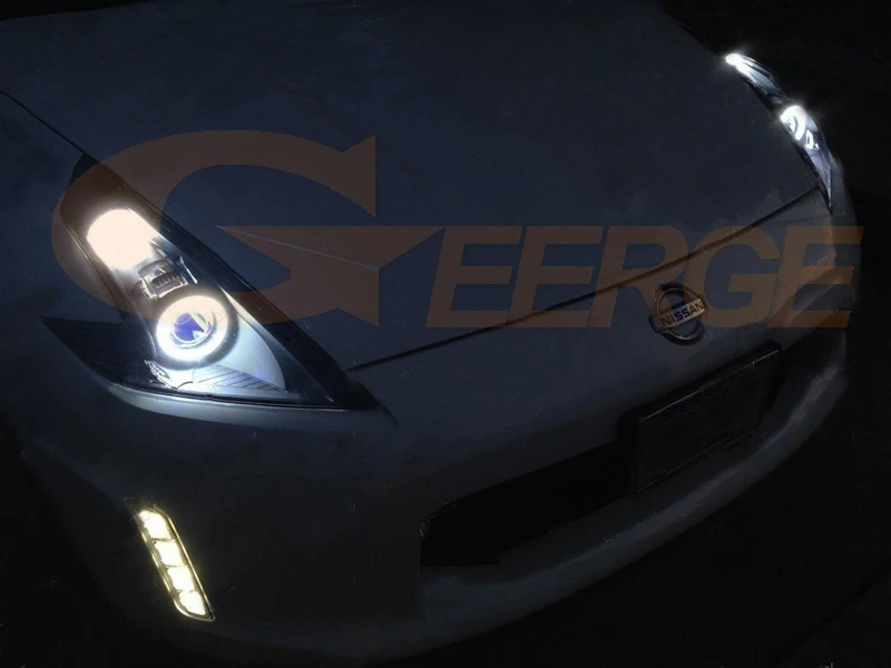 For Nissan 370z 370 Z Z34 Fairlady Ultra Bright Refit Switchback Day Light Front Turn Signal Smd Led Angel Eyes Halo Rings Kit