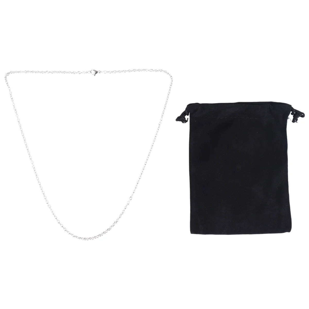 ABQR Velvet Bag Jewelry Men'S Women'S Chain, Stainless Steel Necklace, Silver, Width 3 Mm, Length 55 cm