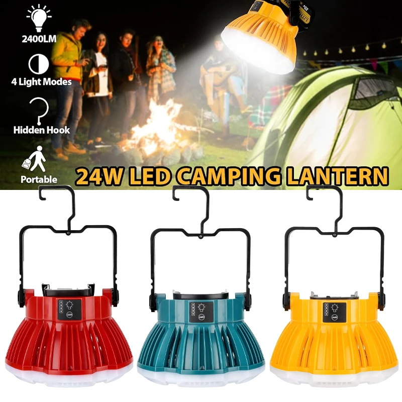 

LED lantern Flashlight for Dewalt Makita Milwaukee Bosch 18V 20V Battery LED Work Light for Car Repairing Camping Emergency