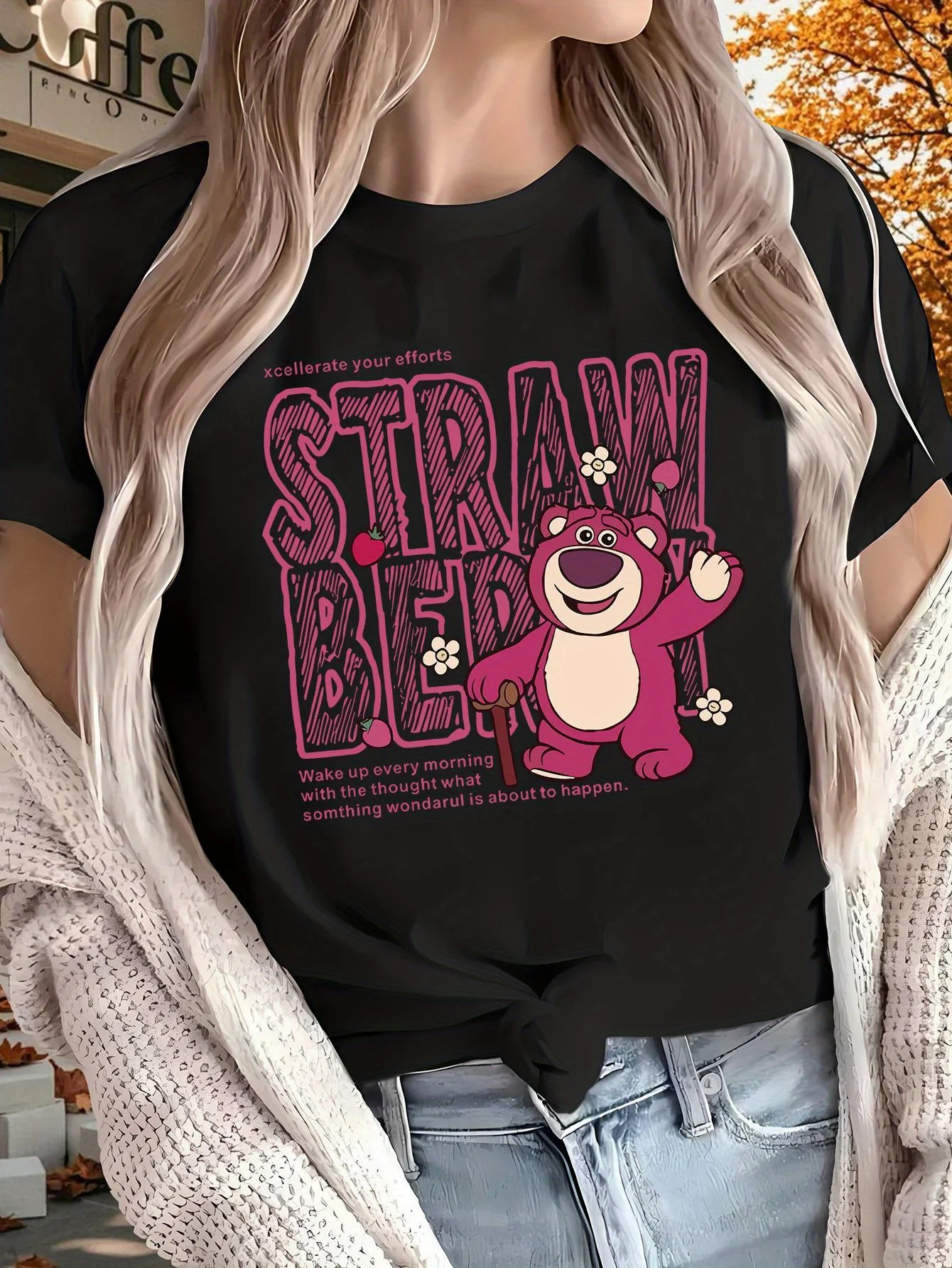 

Летняя футболка Disney Lotso, хлопковая мужская и женская уличная одежда, повседневная модная свободная футболка большого размера с короткими рукавами, унисекс, наряд для мероприятий