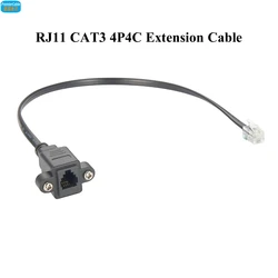 RJ11 RJ10 RJ9 4P4C Convertor Extension Cable Male to Female Panel Mount Srew Lock Flange Chassis Feedthrough Connector Cable