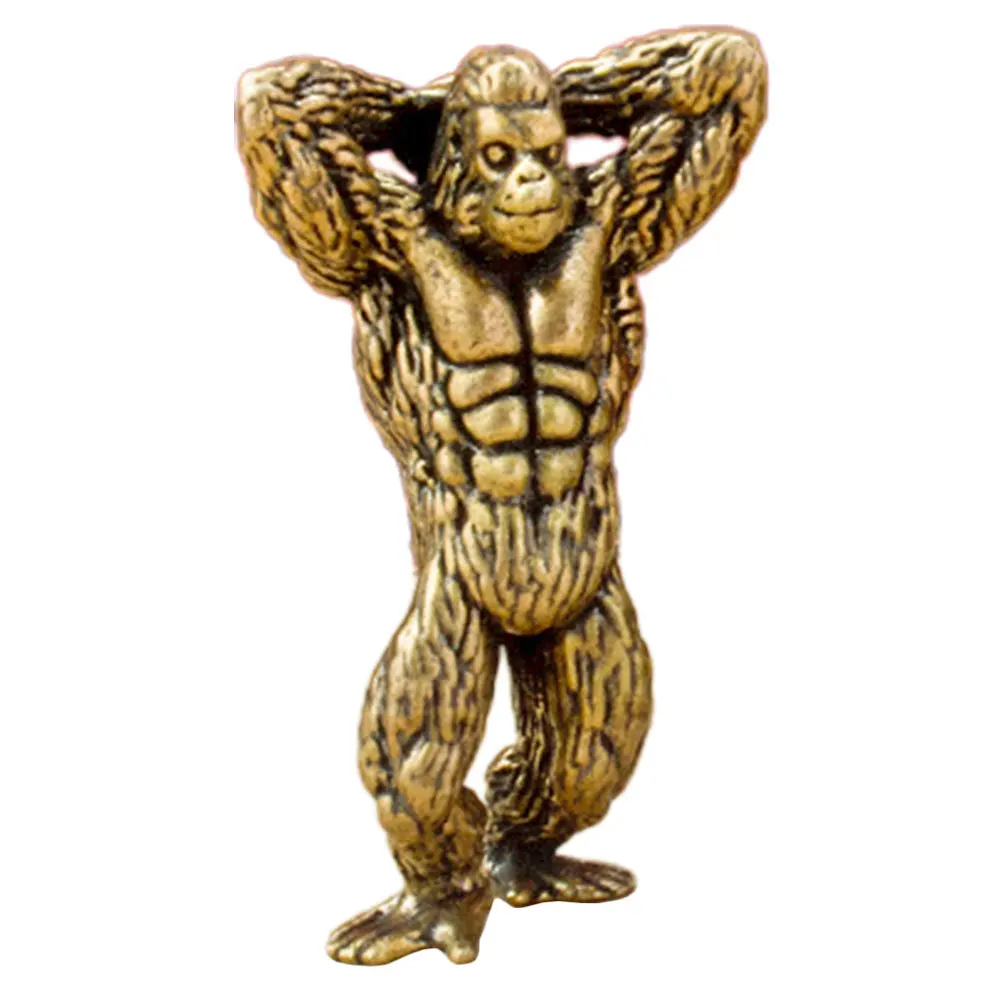 

Vintage Brass Gorilla Statue Miniature Indoor Tabletop Decor Smooth Surface Comfortable Touch Creative Unique Home Office