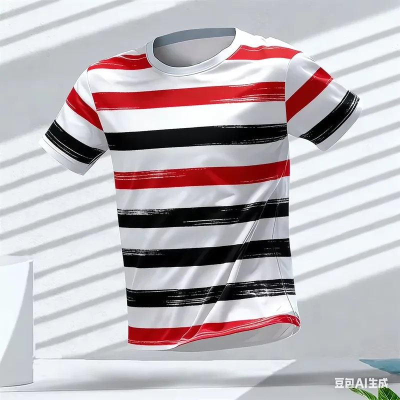 3D Digital Print Men Sports Short Sleeve T Shirt Quick Dry High Elastic Orange Red Lightning Geometric 2026 Breathable Slim