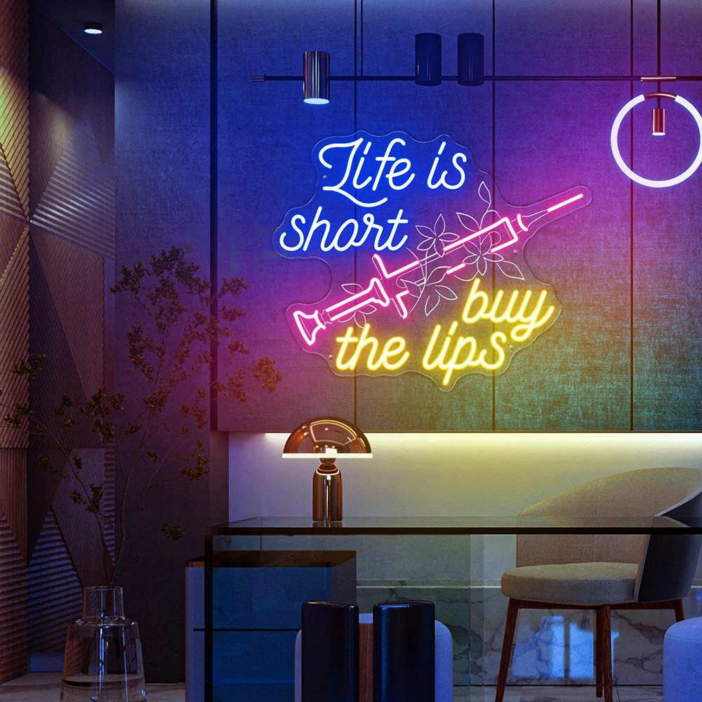 Life Is Short Buy The Lips Neon Sign Custom Botox Business Neon Sign Injector Spa Studio Decor Botox Art Beauty Spa Neon Signs