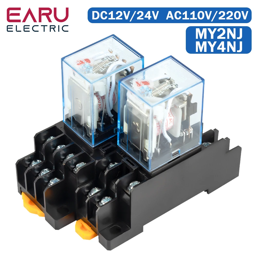 1PcsMY2NJMY4NJSmallElectromagneticRelay5A8PIN14PINCoilPowerRelayDC12VDC24VAC110VAC220VWithSocketBaseDINRail-AliExpress13