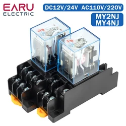 1 stks MY2NJ MY4NJ Kleine Elektromagnetische Relais 5A 8PIN 14PIN Spoel Power Relais DC12V DC24V AC110V AC220V Met Socket Base DIN Rail