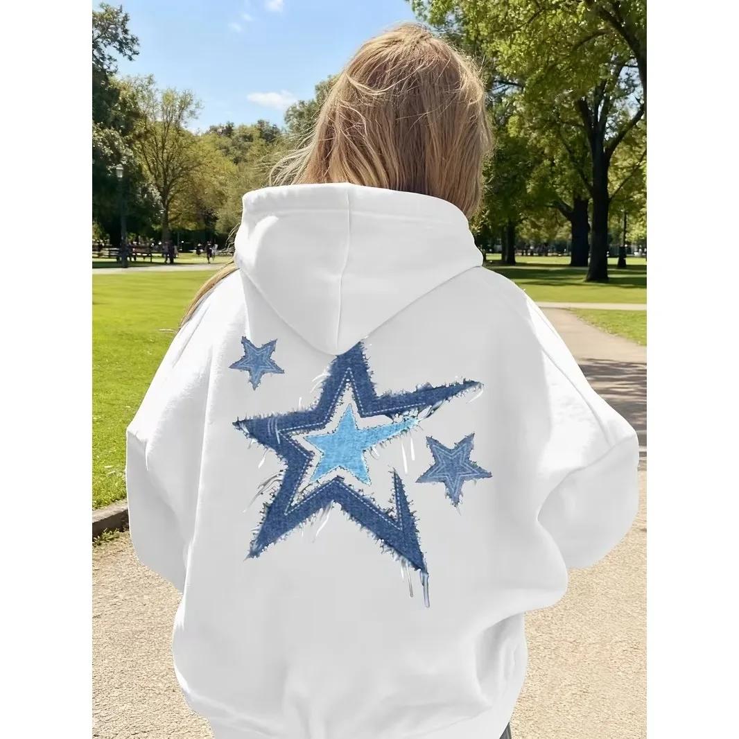 Modischer Vintage-Hoodie mit Blauem Stern für Mädchen, Kinder-Sweatshirt, Niedlicher Grafik-Hoodie für Jungen, Herbst-Winter Casual Kapuzenpullover für Kinder – Detail 2