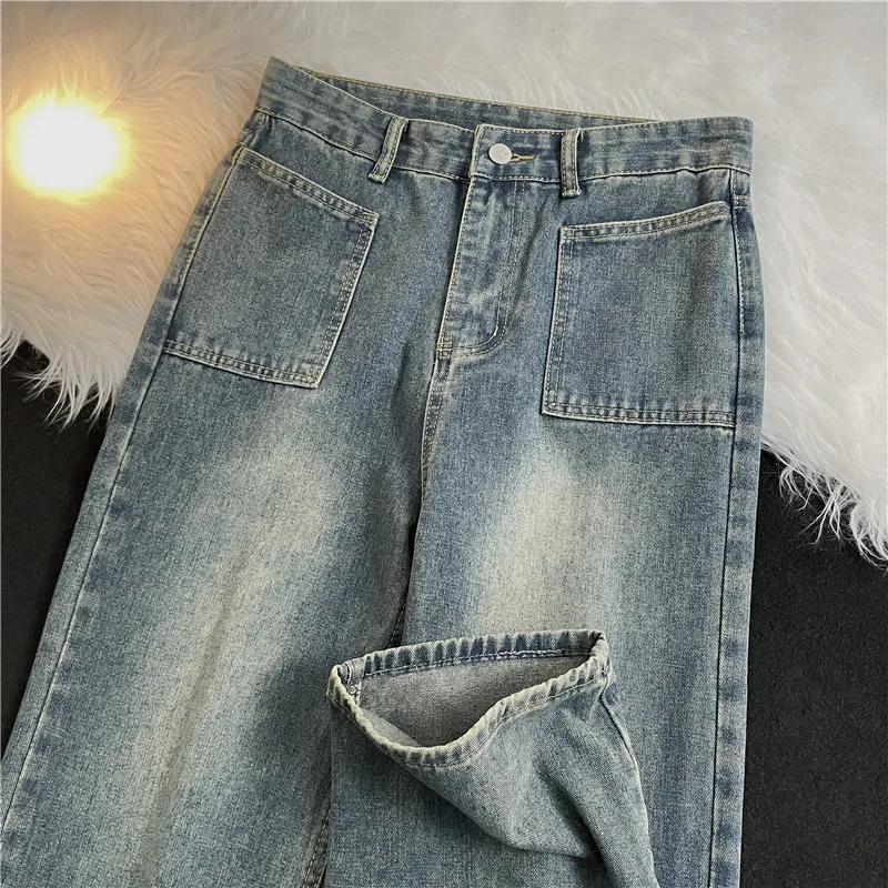 

Мужские джинсы Waed American Denim: модные, винтажные, свободные, широкие, прямые, осенне-зимние, в стиле High Street