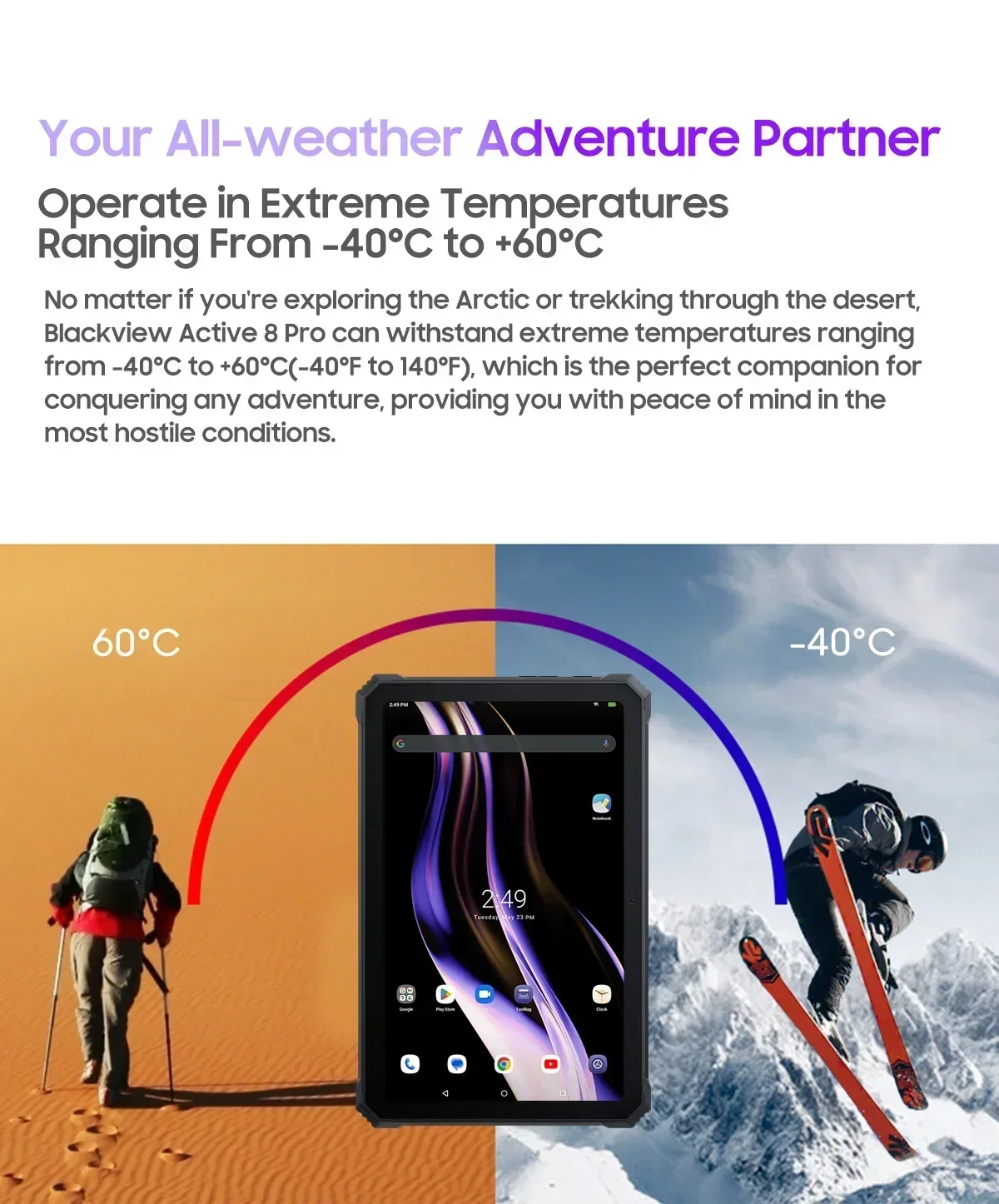 Blackview Active 8 Pro Rugged Tablet PC, 16GB Expand RAM(8GB Physical+8GB Virtual RAM) 256GB ROM,10.36 Inch HD Display, 22000mAh Huge Battery,48MP Camera,  Android 13, Dual SIM 4G Network,Without EU Plug Charger