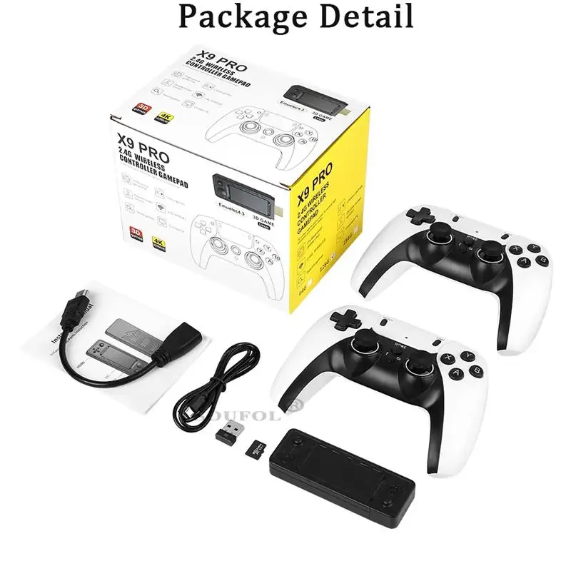 Top! X9 PRO Retro Game Stick Built-in 50000+ Games 50 Simulators Video Console Wireless Game Console 4K HD TV Handheld Game