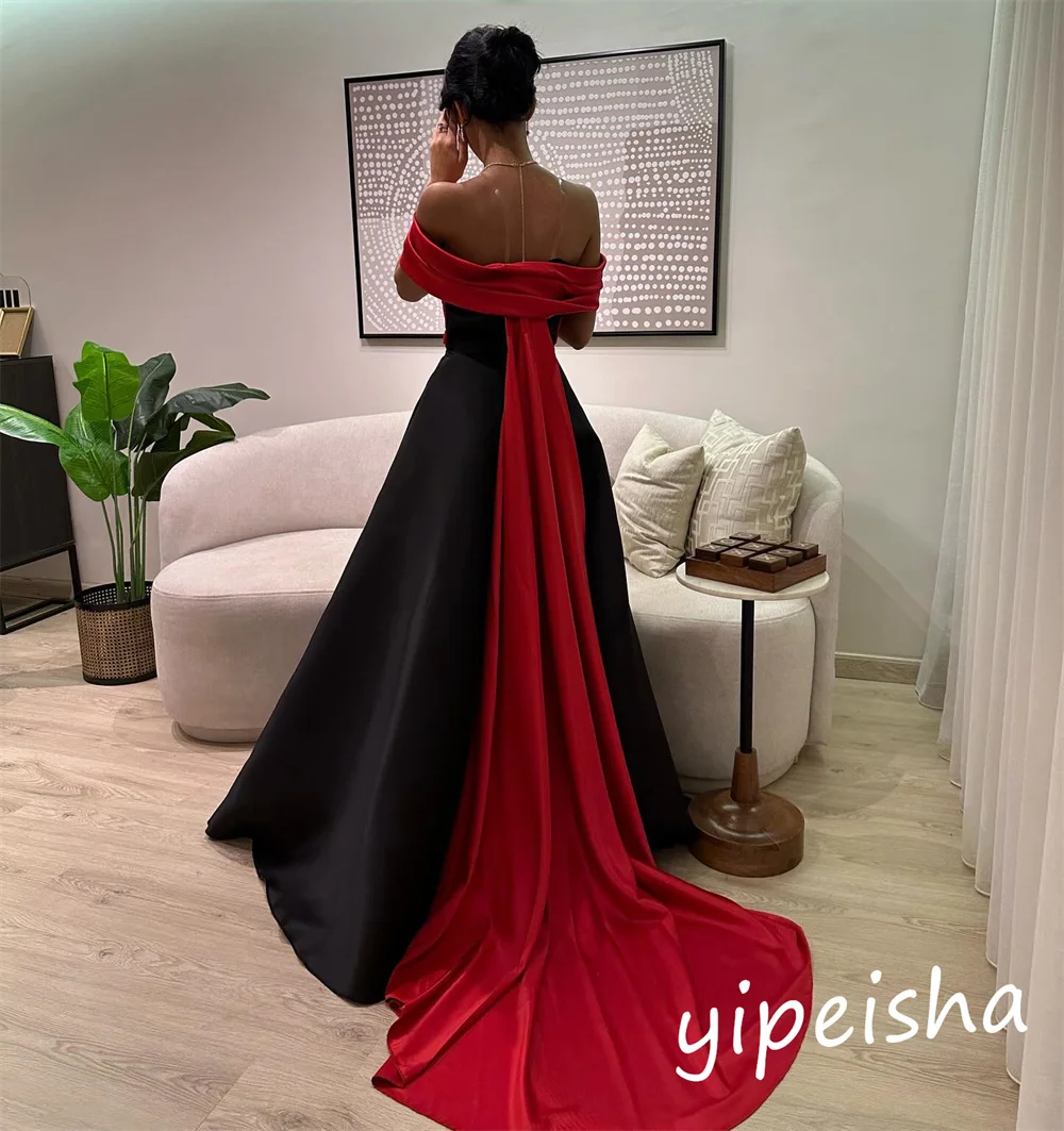 Jiayigong Sparkle  Prom Satin Draped Clubbing  Gown Off-the-shoulder Bespoke Occasion  Long Dresses