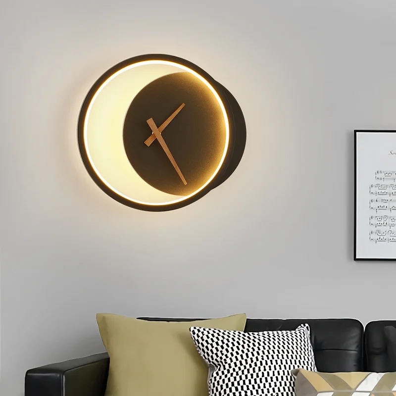 Modern Minimalist Led Wall Lamp With Clock Bedroom Dining Room Corridor Aisle Wall Light Home Indoor Lighting Decor Lamp Fixture