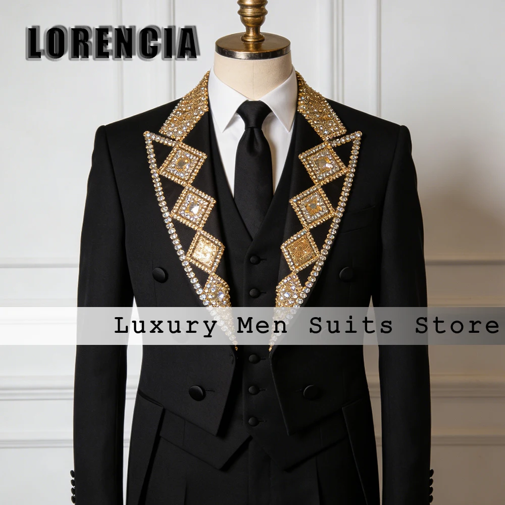 

Gentleman Diamond Suits for Men 3 Pieces Sparkling Tuxedos Set Wedding Prom Outfits 2025 Customized Blazer Pants zomerset heren
