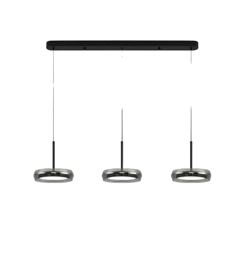 

*Italian minimalist restaurant chandelier three-head design eye protection full spectrum lighting soot glass dining chandelier