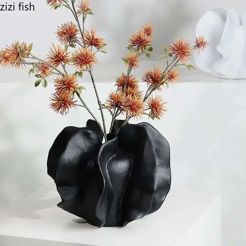 Simple Geometric Vase Resin Dried Flower Flower Arrangement Vase Desktop Decorative Flower Ware Living Room Decor Ornaments