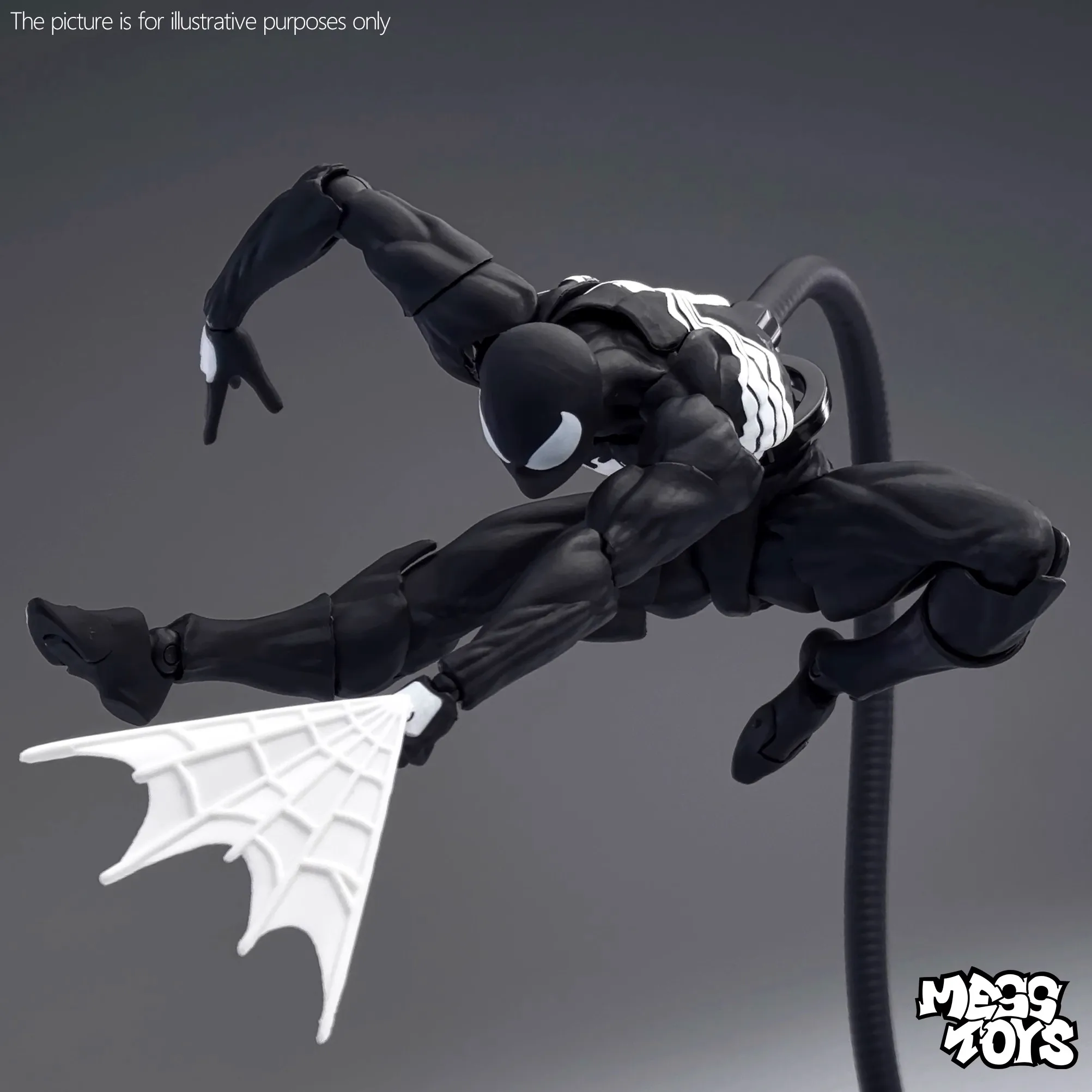 【En stock】Mess Toys Figura de acción de Spiderman Traje negro Vecino Symbiote Spiderman Figura de anime Spider Kaine Parker Figura roja