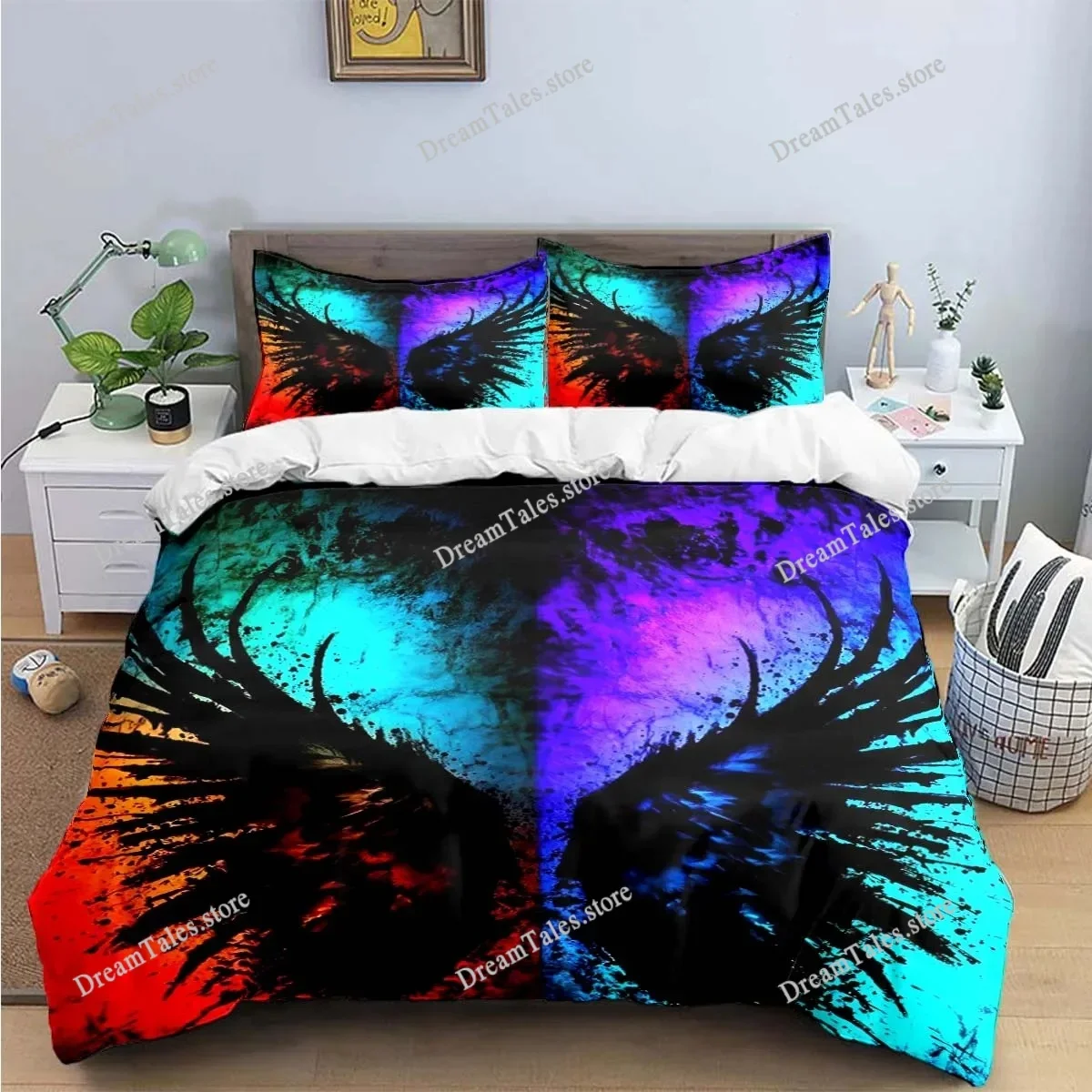 Exquisite Angel Wings Printed Bedding Sets Exquisite Set Duvet Cover Bed Comforter Set Bedding Set Luxury Birthday Gift