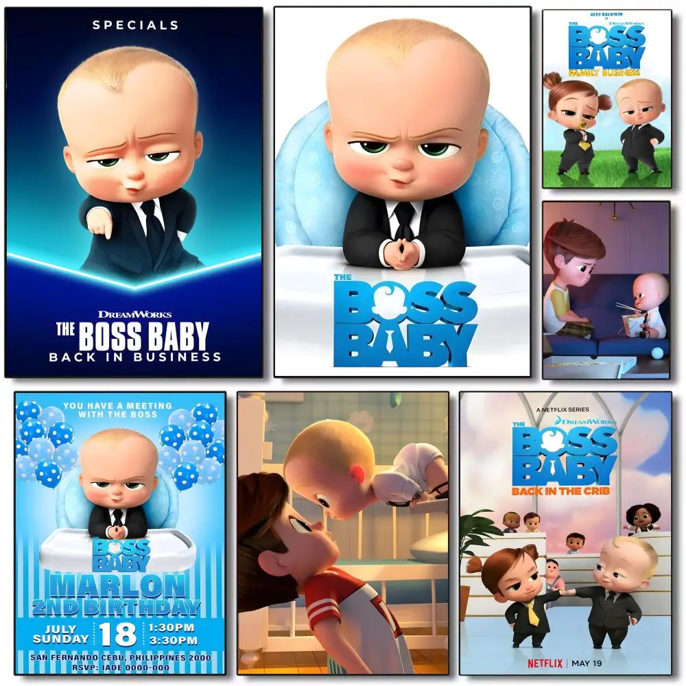 Cartoon T-The Boss Baby Poster HD art sticky wall waterproof home living room bedroom bar aesthetic decoration