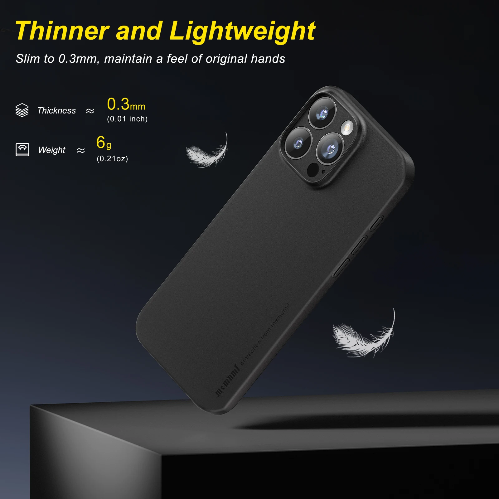 memumi Lightweight for iPhone 16 Pro Ultra Slim Case, 0.3 mm Matte Finish Hard Cover Thin Case Minimalist Design