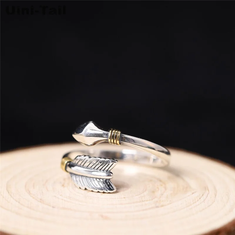 Uini-Tail hot selling new 925 Tibetan silver fashion retro Eros arrow open ring personality simple temperament trend jewelry