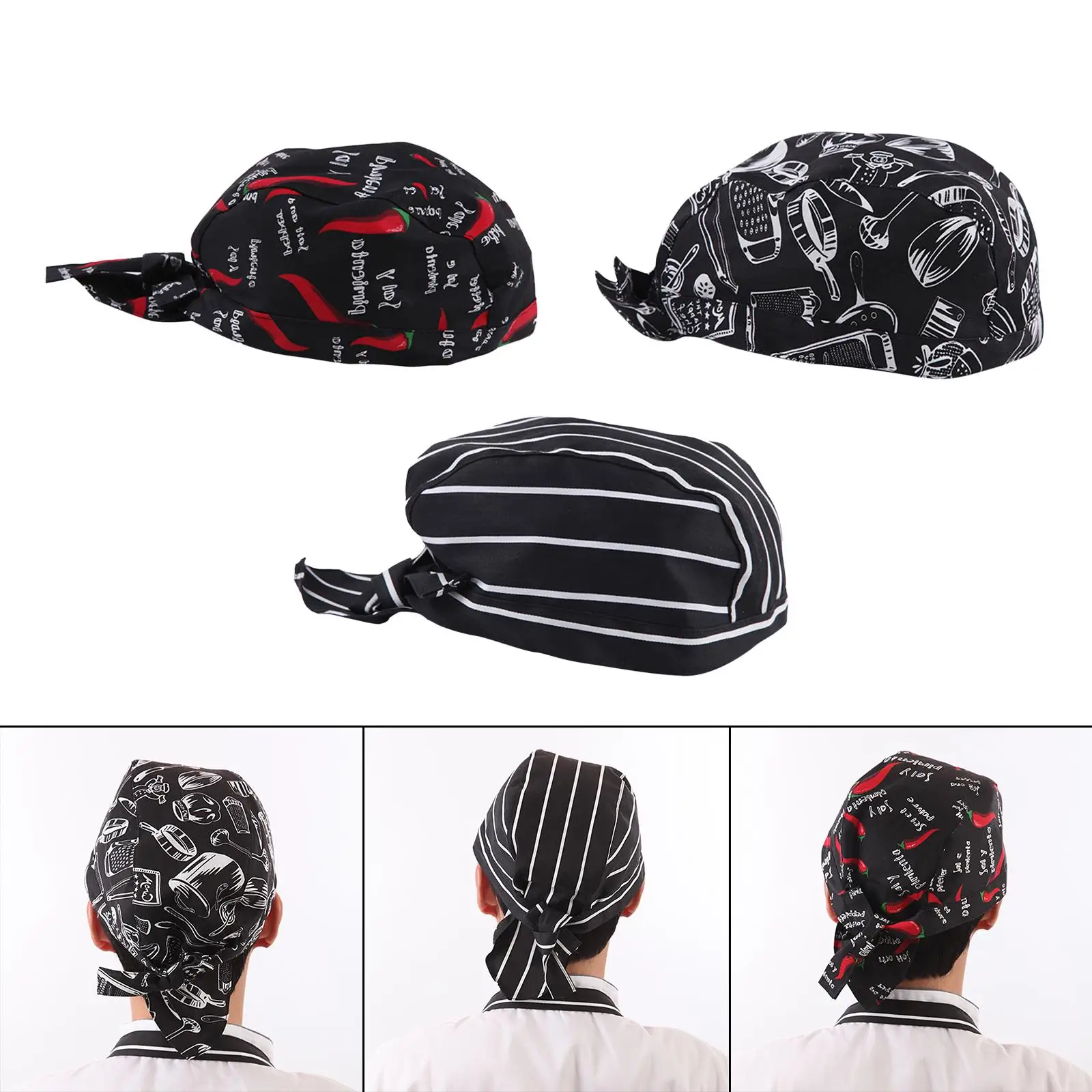 3Pcs Chef Hat Hair Cover Work Hat Working Caps for Worker Catering Hotel