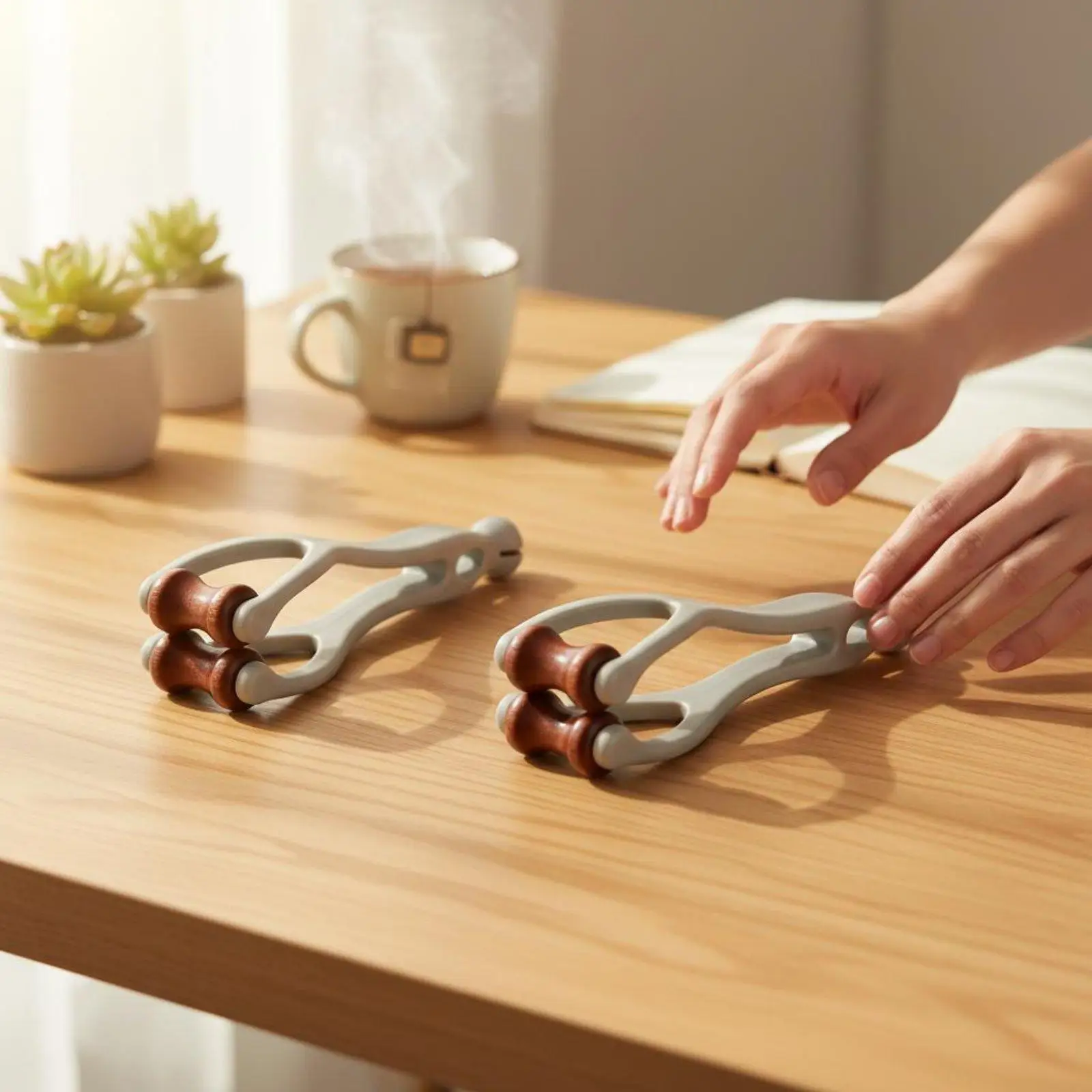 Finger Massage Roller Wooden Hand Roller Compact Finger Massager Roller for Flexibility Relief After Typing Drawing or Sports