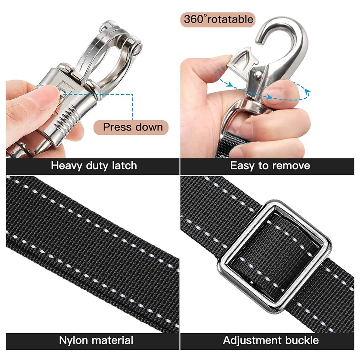 2026 Trend 2pcs Ties for Horse,Nylon Trailer Tie with Strong Panic Snap and Bull Snap,Adjustable Length From 45.2