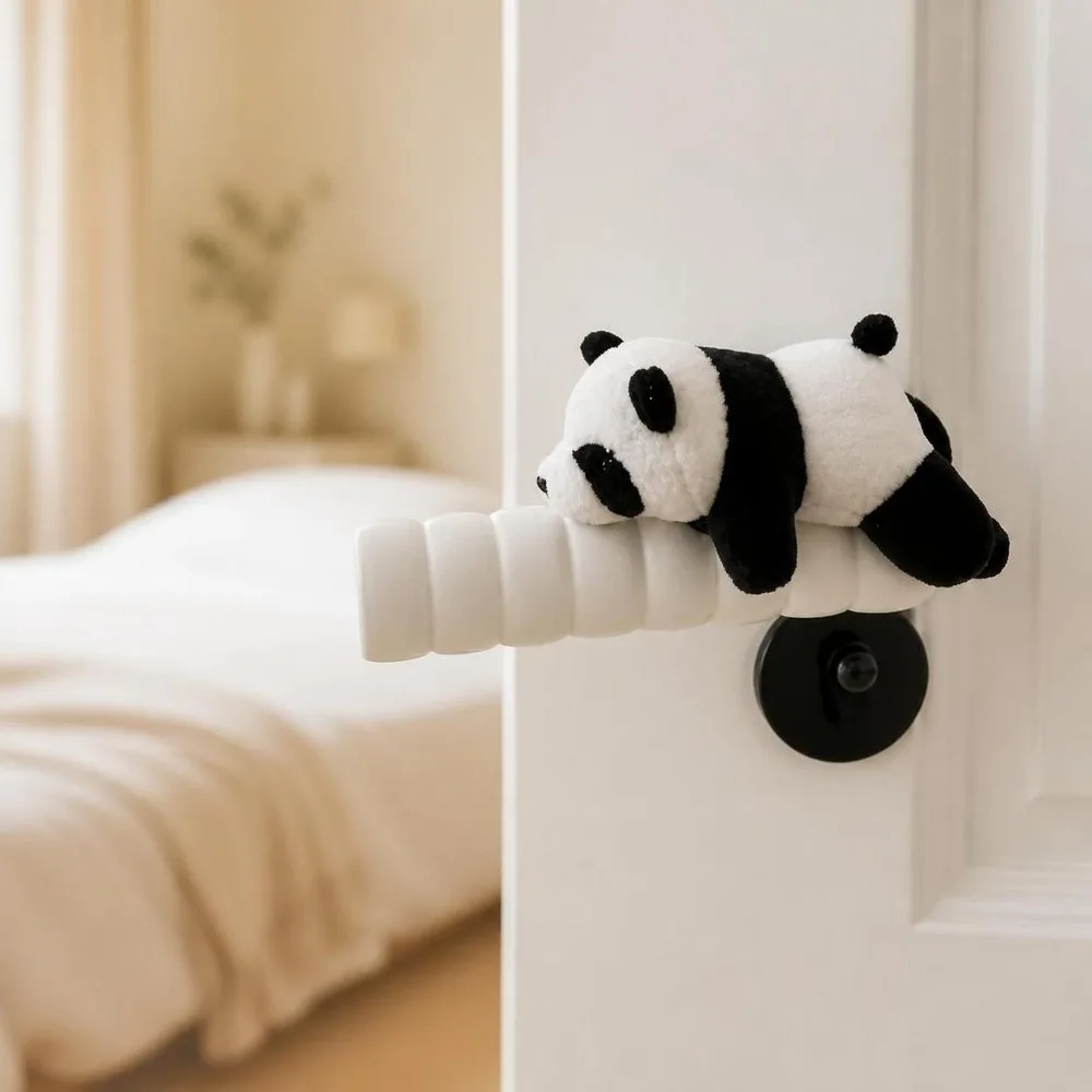Santa Claus Christmas Door Handle Covers Anti-Collision Anti-Static Xmas Doorknob Cover Love Heart Panda Christmas Decorations