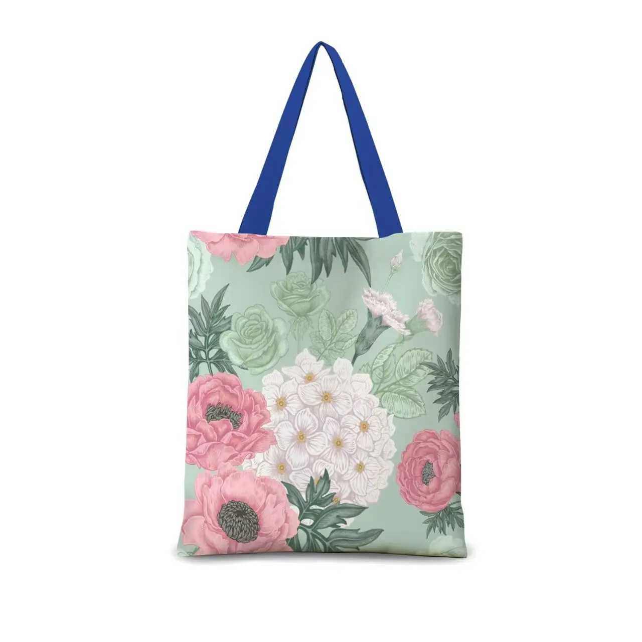 Chinese Style Floral Series Women Canvas Shoulder Bag, Large Capacity With Zipper Inner Pocket Commute Shoulder Handbag