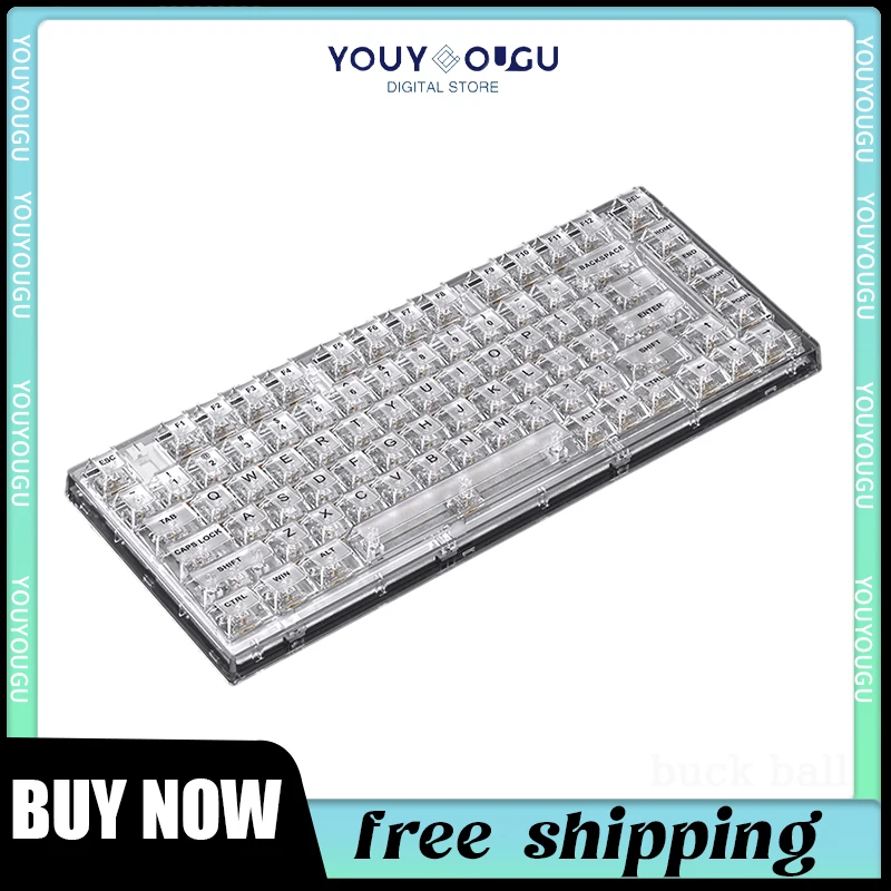 

XINMENG X75 Wireless Mechanical Keyboard Transparent 3-Mode Keyboards Hot Swap Gasket Backlit Kailh Switch Office Game Keyboard