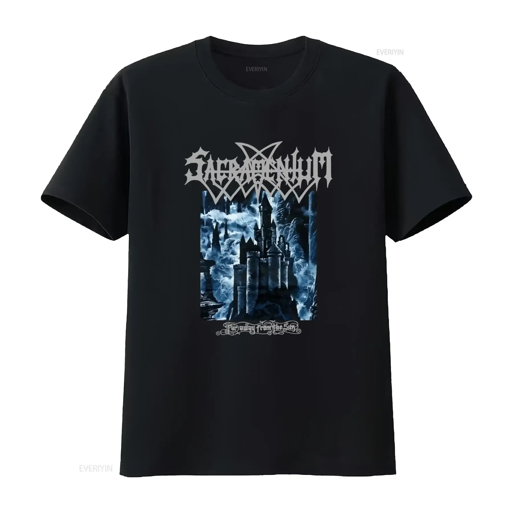 Sacramentum Far Away From The Sun Gothic Castle Print T Shirt Perfect for Metal Fans vintage Washed Unisex Slightly Casual