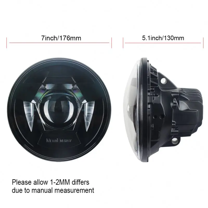 Round LED Headlight H4 Hi Lo beam of light DRL Angel Eye Replacement Motorcycle 7 inch LED Headlight for Jeep Wrang