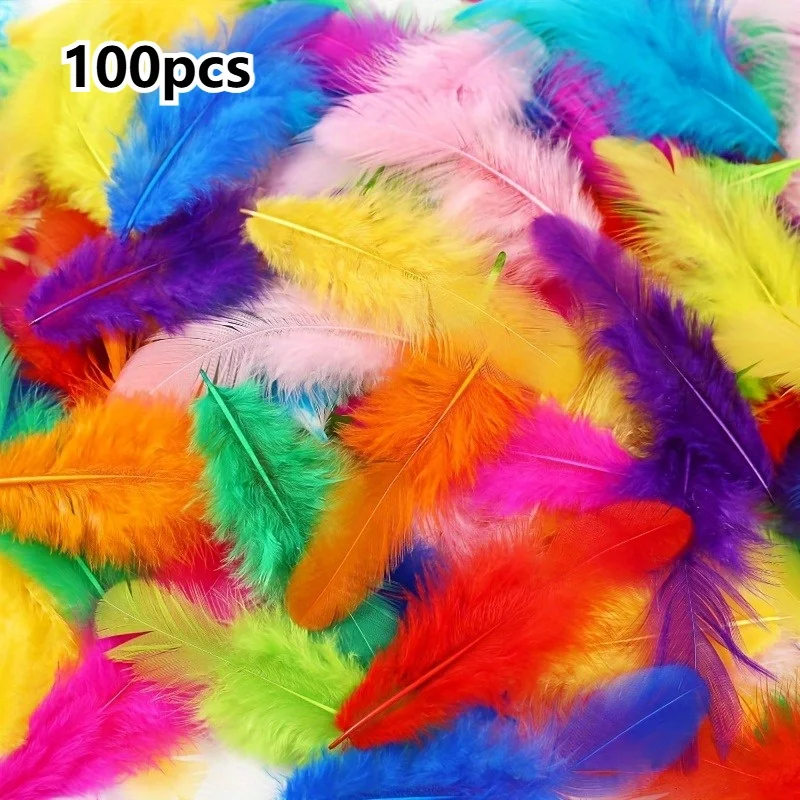 

200Pcs Colorful Natural Feathers 5-8cm Craft Feathers Wedding Family Party Decorations, Dream Catcher Supplies