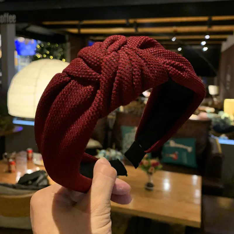 Hochwertiges Stoff-Haarband mit Knoten, breiter Kante, rutschfest, modisches Haar-Accessoire für Damen – Detail 12
