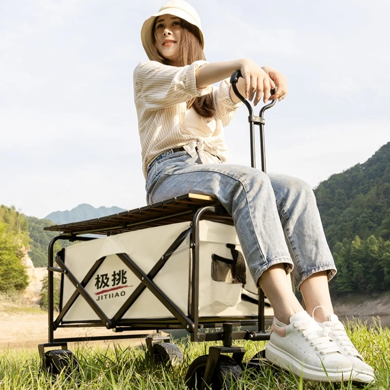 

HXL Camping Cart Outdoor Camp Cart Foldable Trolley Picnic Cart